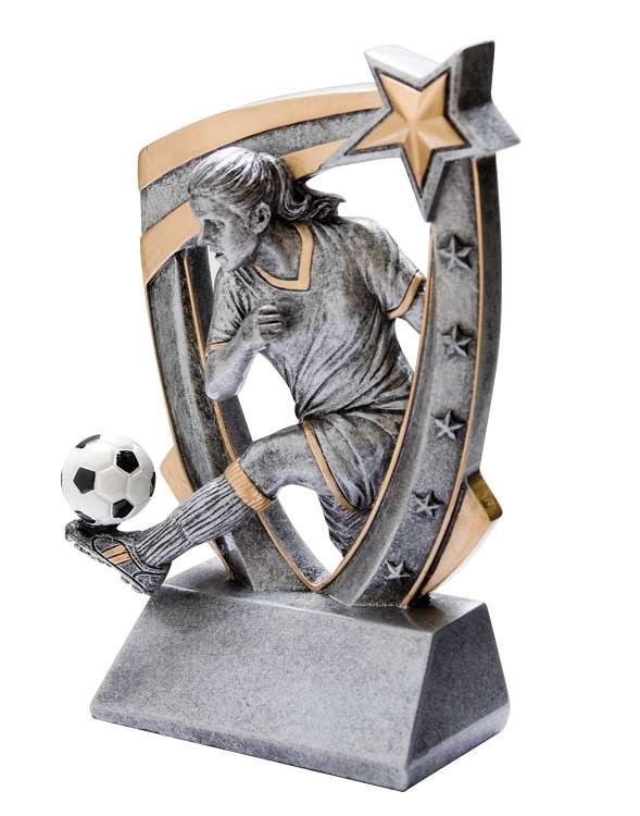 Soccer Trophy, 3D Star Resin - Male or Female | Engraved Soccer Award - 6 Inch Tall Decade Awards