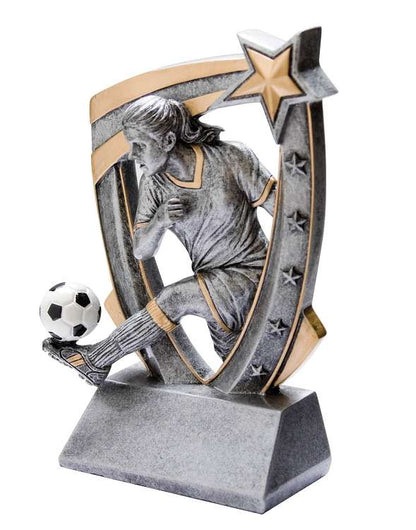 Soccer Trophy, 3D Star Resin - Male or Female | Engraved Soccer Award - 6 Inch Tall Decade Awards