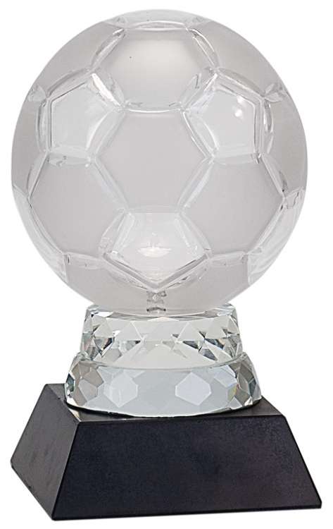 Soccer Ball Glass Trophy | Engraved Soccer Award - 6.25 or 12 Inch Tall Decade Awards