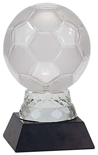 Soccer Ball Glass Trophy | Engraved Soccer Award - 6.25 or 12 Inch Tall Decade Awards