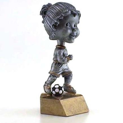 Soccer Bobblehead Trophy - Female / Male | Engraved Futbol Award - 6 Inch Tall Decade Awards