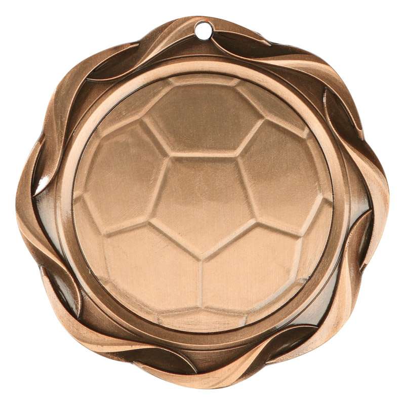 Soccer Fusion Medal- Gold, Silver or Bronze | Engraved Futbol Medallion - 3 Inch Wide Decade Awards