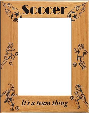 Soccer "It's a Team Thing" Picture Frame - Female | Laser Engraved Wood Frame - 3 Sizes Decade Awards