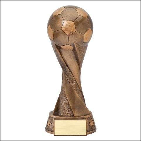 Soccer Spiral Bronze Sculpture Trophy | Engraved Fútbol Award - 5.5, 9 or 10.5 Inch Tall Decade Awards