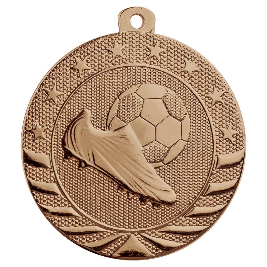 Soccer StarBrite Medal - Gold, Silver, Bronze | Engraved StarBrite Soccer Medallion - 2 Inch Wide Decade Awards