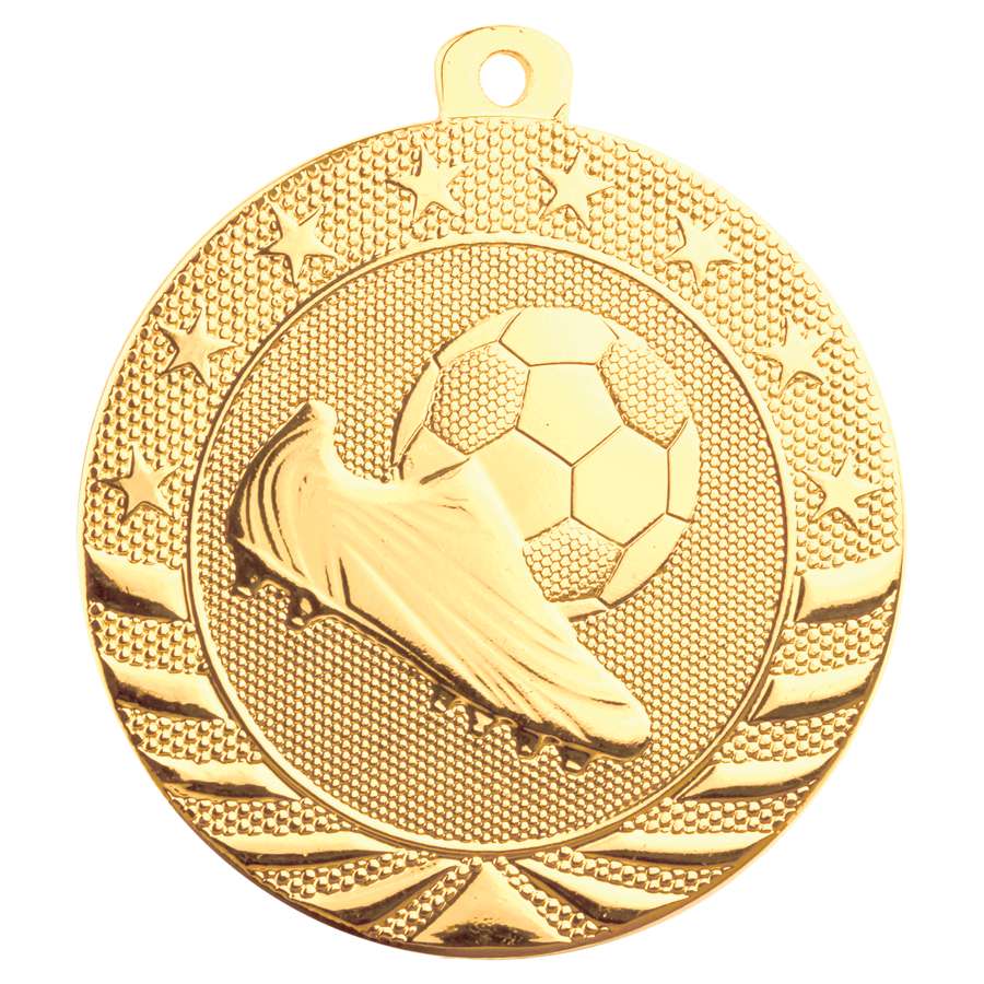 Soccer StarBrite Medal - Gold, Silver, Bronze | Engraved StarBrite Soccer Medallion - 2 Inch Wide Decade Awards