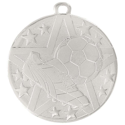 Soccer Superstar Medal - Gold, Silver, or Bronze | Engraved Superstar Futbol Medallion - 2 Inch Wide Decade Awards