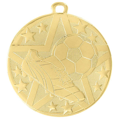 Soccer Superstar Medal - Gold, Silver, or Bronze | Engraved Superstar Futbol Medallion - 2 Inch Wide Decade Awards