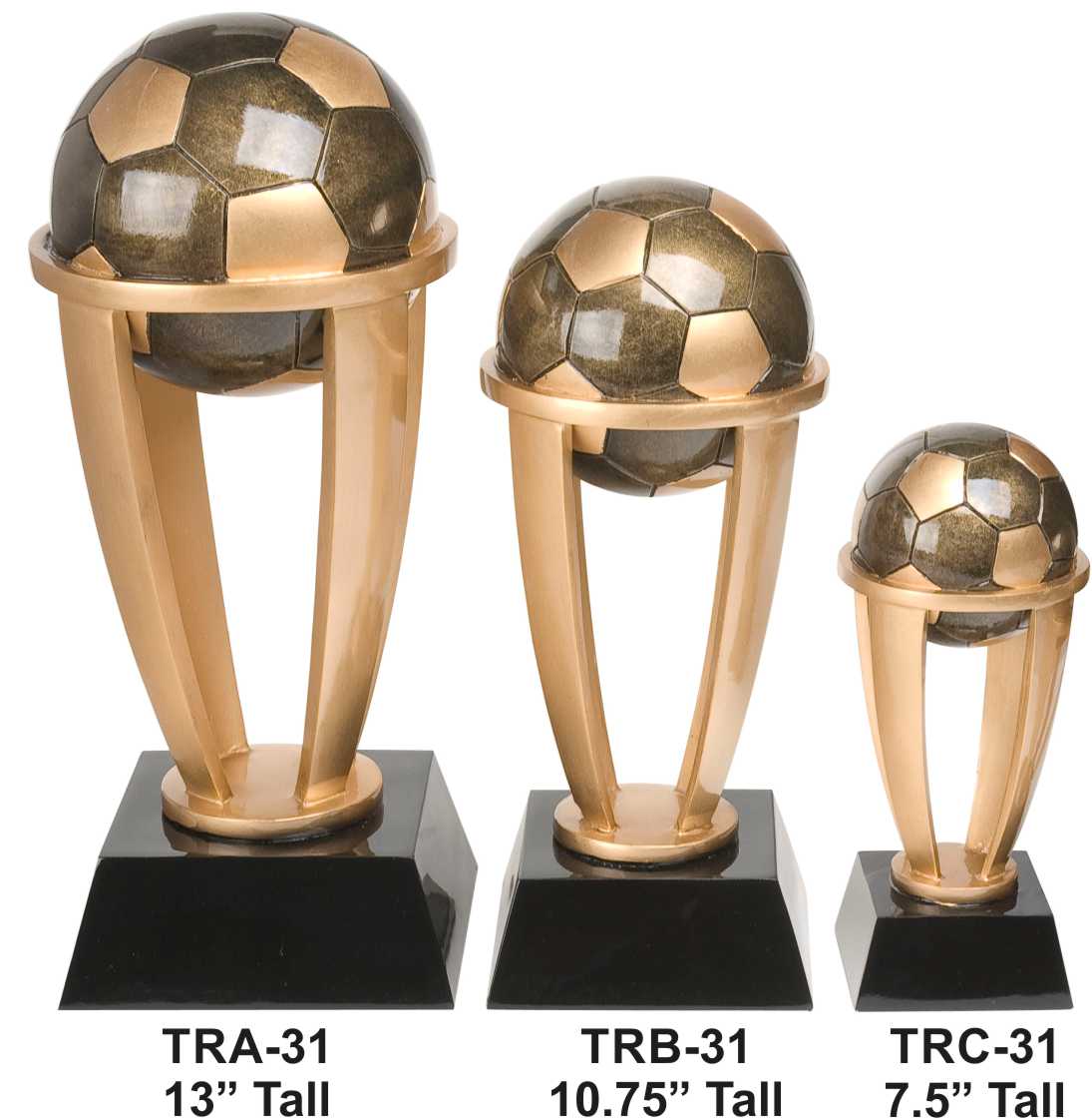 Soccer Gold Tower Trophy | Engraved Soccer Award - 13, 10.75 or 7.5 Inch Tall
