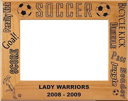 Soccer Wood Picture Frame - Personalized | Laser Engraved Wood Frame - 3 Sizes Decade Awards