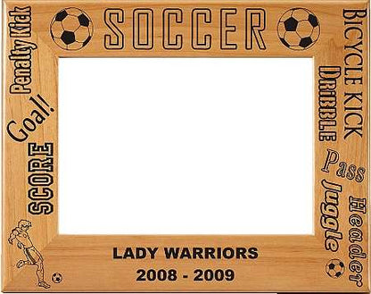 Soccer Wood Picture Frame - Personalized | Laser Engraved Wood Frame - 3 Sizes Decade Awards