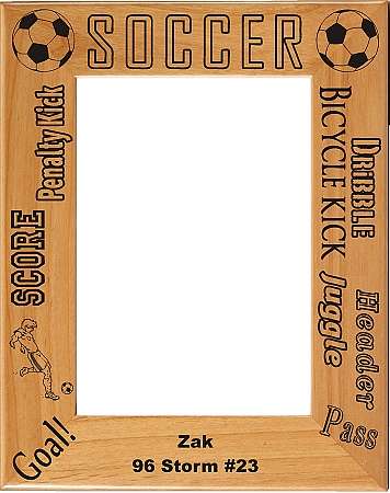 Soccer Wood Picture Frame - Personalized | Laser Engraved Wood Frame - 3 Sizes Decade Awards