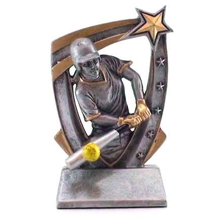 Softball Trophy, 3D Star Resin | Engraved Slow Pitch Award - 5.25 Inch Tall Decade Awards
