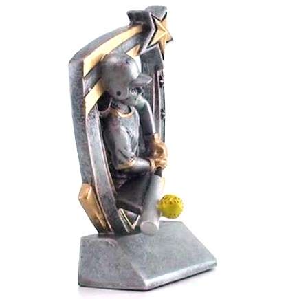 Softball Trophy, 3D Star Resin | Engraved Slow Pitch Award - 5.25 Inch Tall Decade Awards