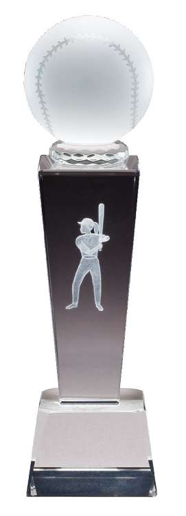 Softball Crystal Trophy | Engraved Softball Award - 8.75 Inch Tall Decade Awards