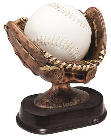 Softball Glove Trophy | Engraved Slow / Fast Pitch Ball Display Award - 6 Inch Tall Decade Awards
