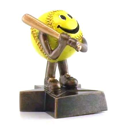 Softball Lil' Buddy Trophy | Engraved Smiling Softball Award - 4 Inch Tall Decade Awards