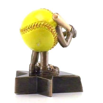 Softball Lil' Buddy Trophy | Engraved Smiling Softball Award - 4 Inch Tall Decade Awards