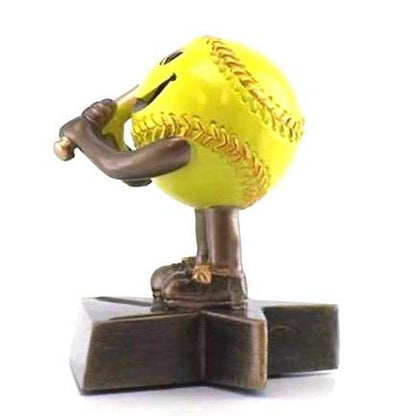 Softball Lil' Buddy Trophy | Engraved Smiling Softball Award - 4 Inch Tall Decade Awards