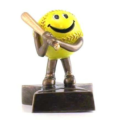 Softball Lil' Buddy Trophy | Engraved Smiling Softball Award - 4 Inch Tall Decade Awards