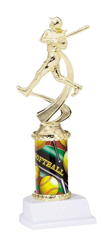 Female Softball Sport Motion Figure w/ Sports Column Trophy Decade Awards