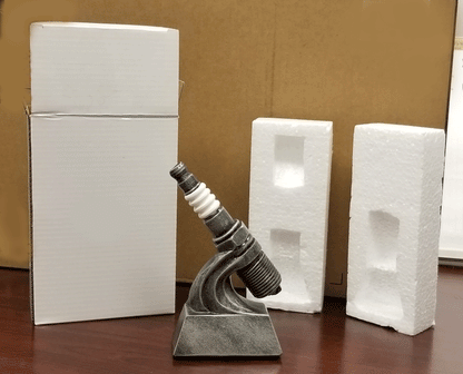 Spark Plug Trophy - Antique Silver | Engraved Spark Plug Award - 6 or 8 Inch Tall Decade Awards