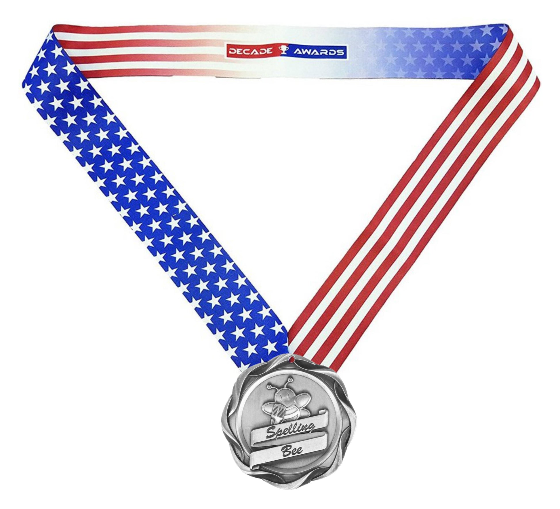 Spelling Bee Fusion Medal- Gold, Silver or Bronze | Engraved Spelling Medallion - 3 Inch Wide Decade Awards