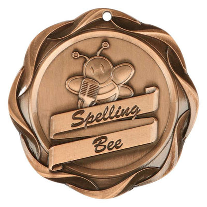 Spelling Bee Fusion Medal- Gold, Silver or Bronze | Engraved Spelling Medallion - 3 Inch Wide Decade Awards