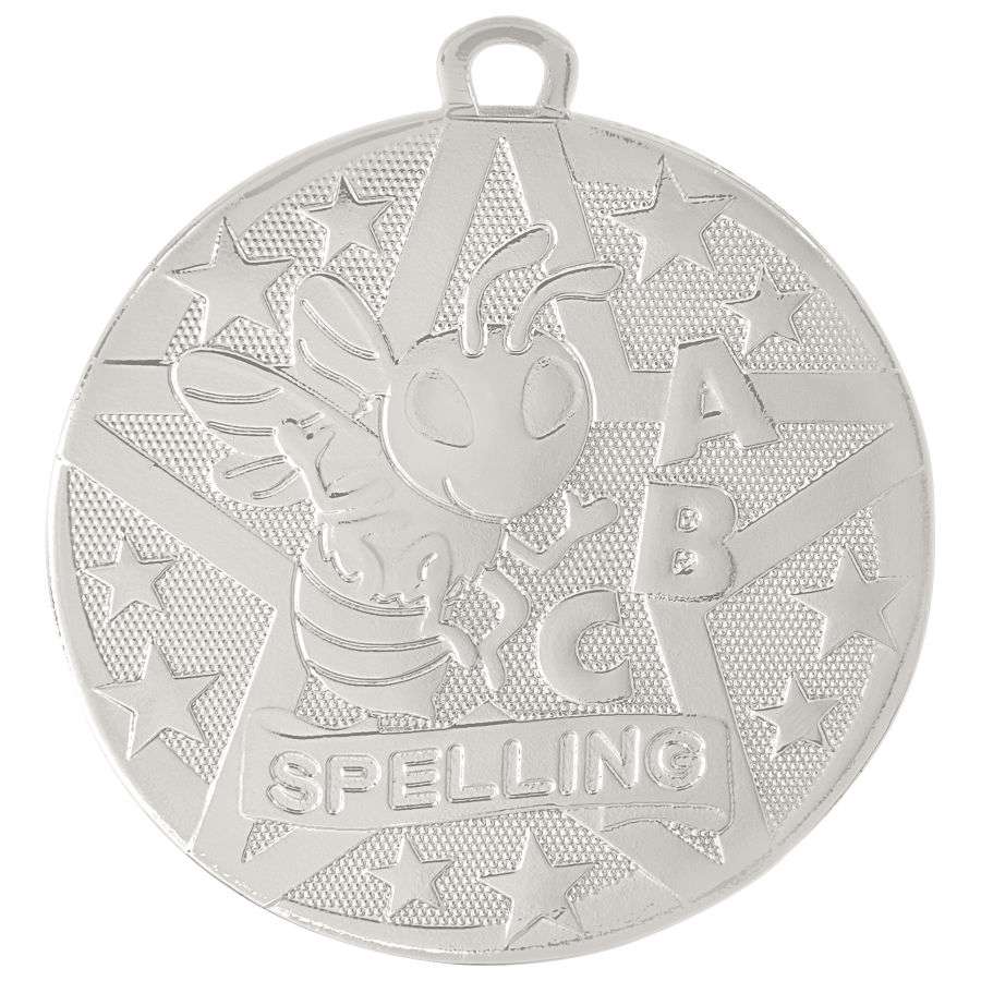 Spelling Bee Superstar Medal - Gold, Silver, or Bronze | Engraved Superstar Spelling Medallion - 2 Inch Wide Decade Awards