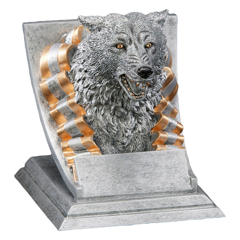 Wolf Spirit Mascot Trophy | Engraved Wolf Award - 4 Inch Tall Decade Awards