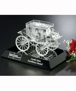 Stagecoach on Black Base Crystal Corporate Award | Engraved Crystal Stagecoach Award- 4.5" Decade Awards