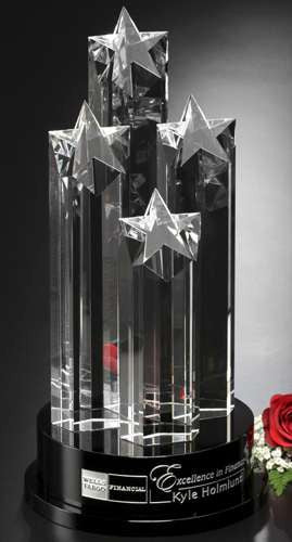 Star Constellation Crystal Trophy | Engraved Star Corporate Award - 14" Tall Decade Awards