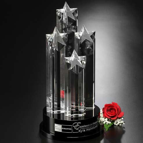 Star Constellation Crystal Trophy | Engraved Star Corporate Award - 14" Tall Decade Awards