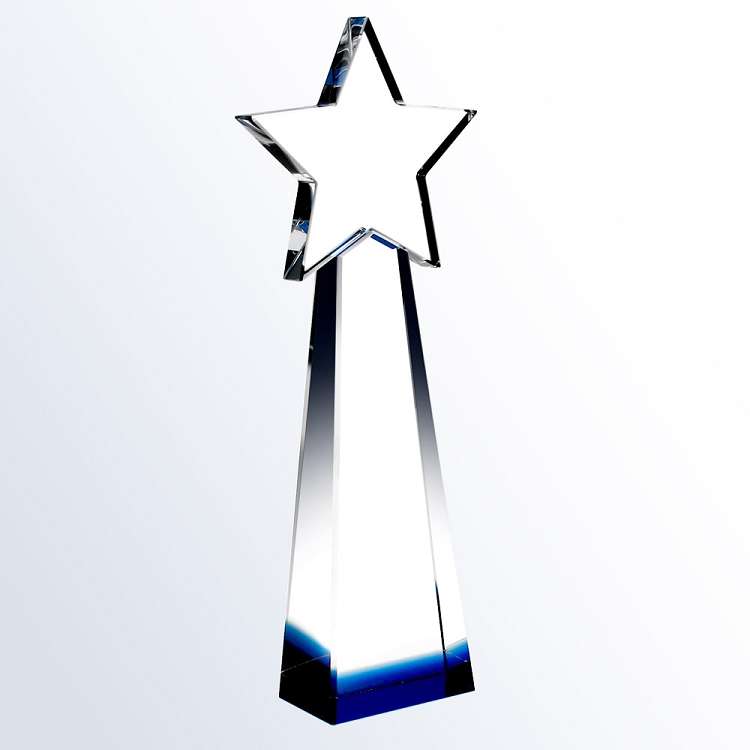 Star Goddess Crystal Blue Trophy | Star Corporate Award - 9.875", 10.875" & 11.875" Decade Awards