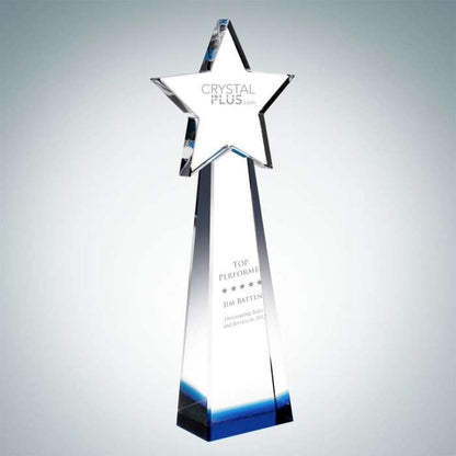 Star Goddess Crystal Blue Trophy | Star Corporate Award - 9.875", 10.875" & 11.875" Decade Awards