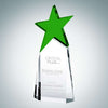 Star Triumphant Crystal Trophy - Clear, Blue or Green | Engraved Star Corporate Award - 9 Inch Tall Decade Awards