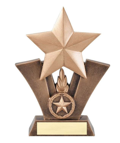Star Victory Sculpture Trophy | Engraved Gold Star Award - 6 or 7.5 Inch Tall Decade Awards
