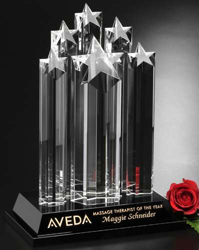 Starburst Crystal Trophy | Engraved Star Corporate Award - 12" Tall Decade Awards