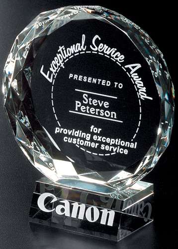 Sundance Crystal Corporate Award | Engraved Crystal Award - 4", 5" or 6" Diameter Decade Awards