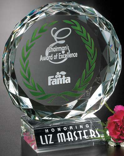 Sundance Crystal Corporate Award | Engraved Crystal Award - 4", 5" or 6" Diameter Decade Awards