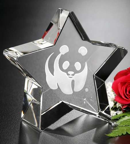Superstar Crystal Corporate Award | Engraved Star Trophy - 3" Tall Decade Awards