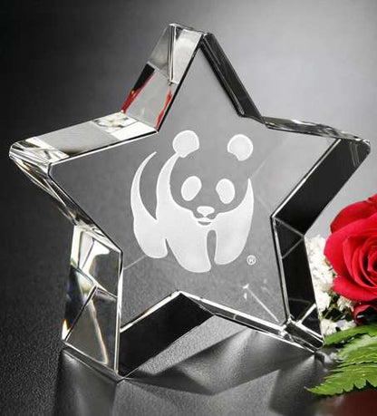 Superstar Crystal Corporate Award | Engraved Star Trophy - 3" Tall Decade Awards