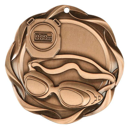 Swimming Fusion Medal- Gold, Silver or Bronze | Engraved Swimming Medallion - 3 Inch Wide Decade Awards