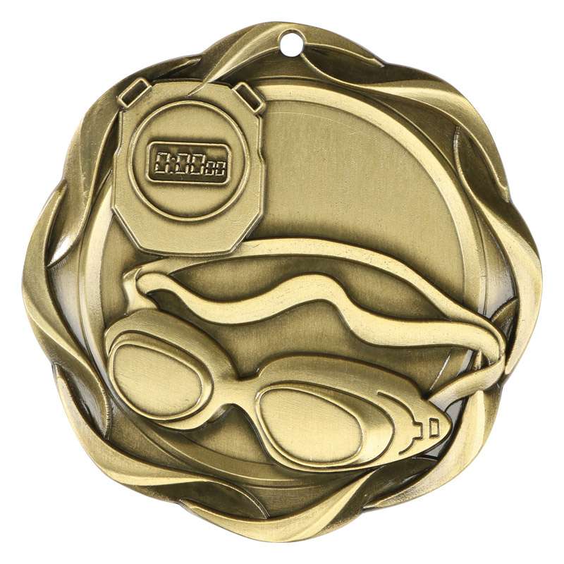 Swimming Fusion Medal- Gold, Silver or Bronze | Engraved Swimming Medallion - 3 Inch Wide Decade Awards