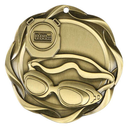 Swimming Fusion Medal- Gold, Silver or Bronze | Engraved Swimming Medallion - 3 Inch Wide Decade Awards