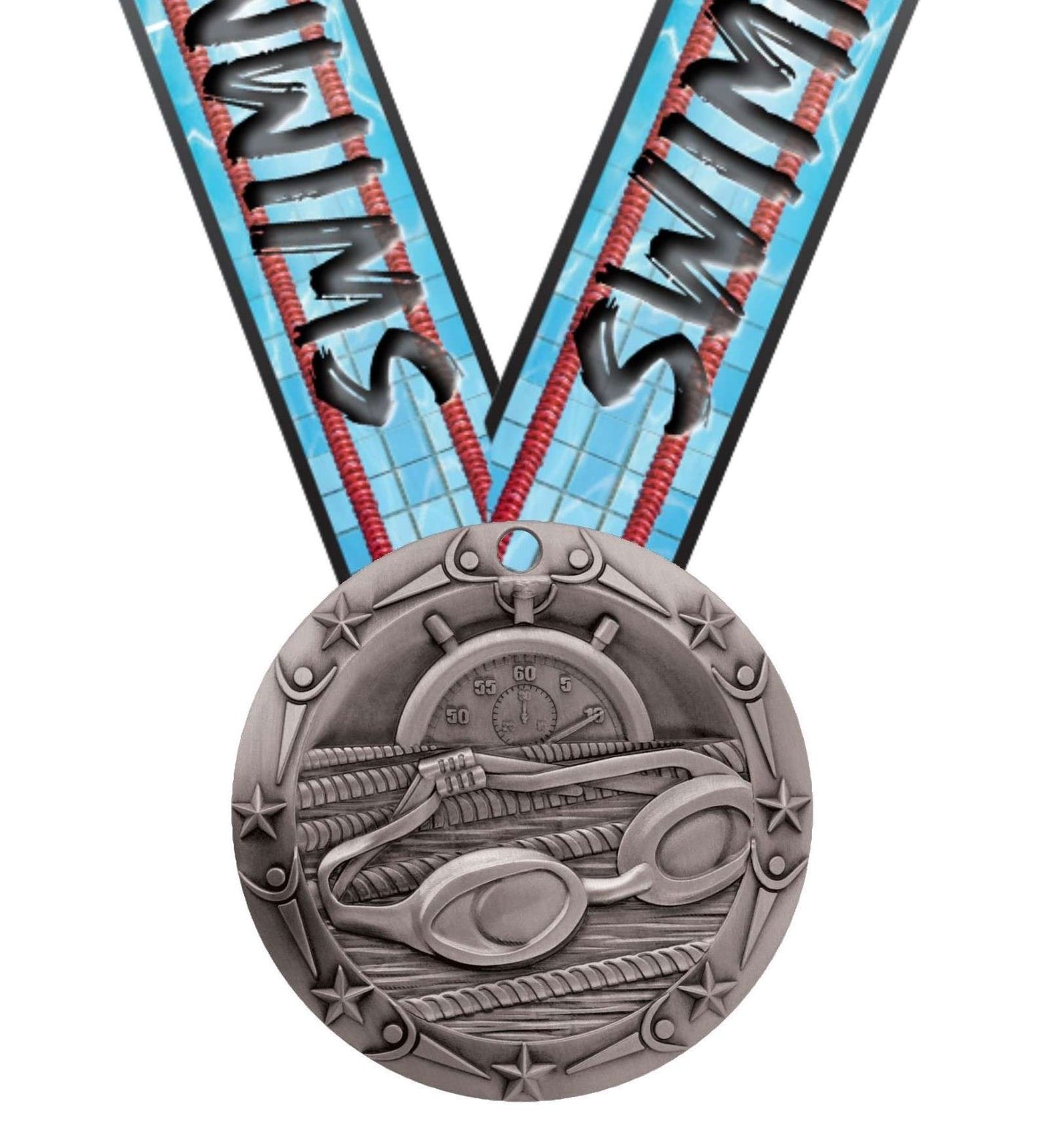 Swimming World Class Medal - Gold, Silver or Bronze | Engraved Swim Meet Medallion - 3 Inch Wide Decade Awards