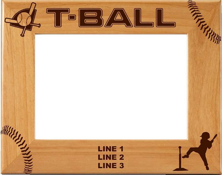 T-Ball Wood Picture Frame - Personalized | Laser Engraved Wood Frame - 3 Sizes Decade Awards