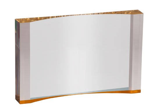 Crescent Acrylic Trophy | Blue or Gold | Personalized Corporate Award | 3.5x5 or 4.5x 7