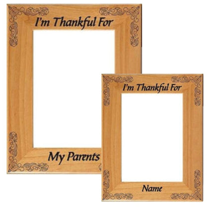 Thanksgiving Picture Frame, Scrolled Corners - Personalized | Laser Engraved Wood Frame - 3 Sizes Decade Awards