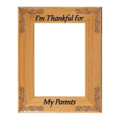 Thanksgiving Picture Frame, Scrolled Corners - Personalized | Laser Engraved Wood Frame - 3 Sizes Decade Awards